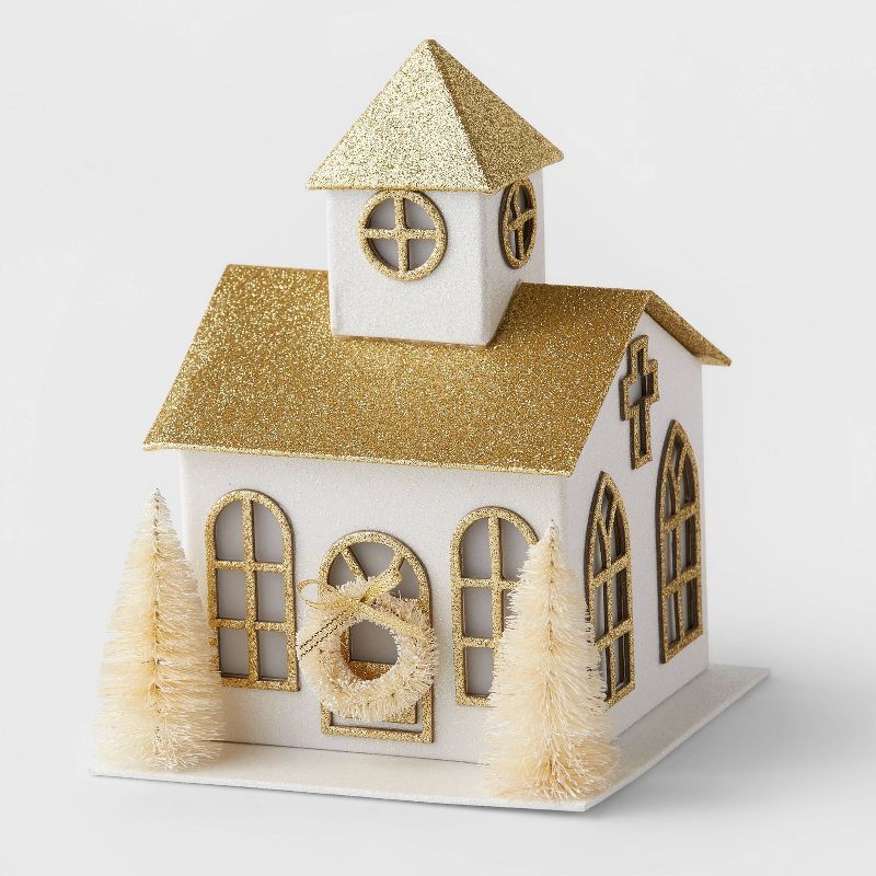 8" Battery Operated Decorative Paper House White/Gold - Wondershop™ | Target