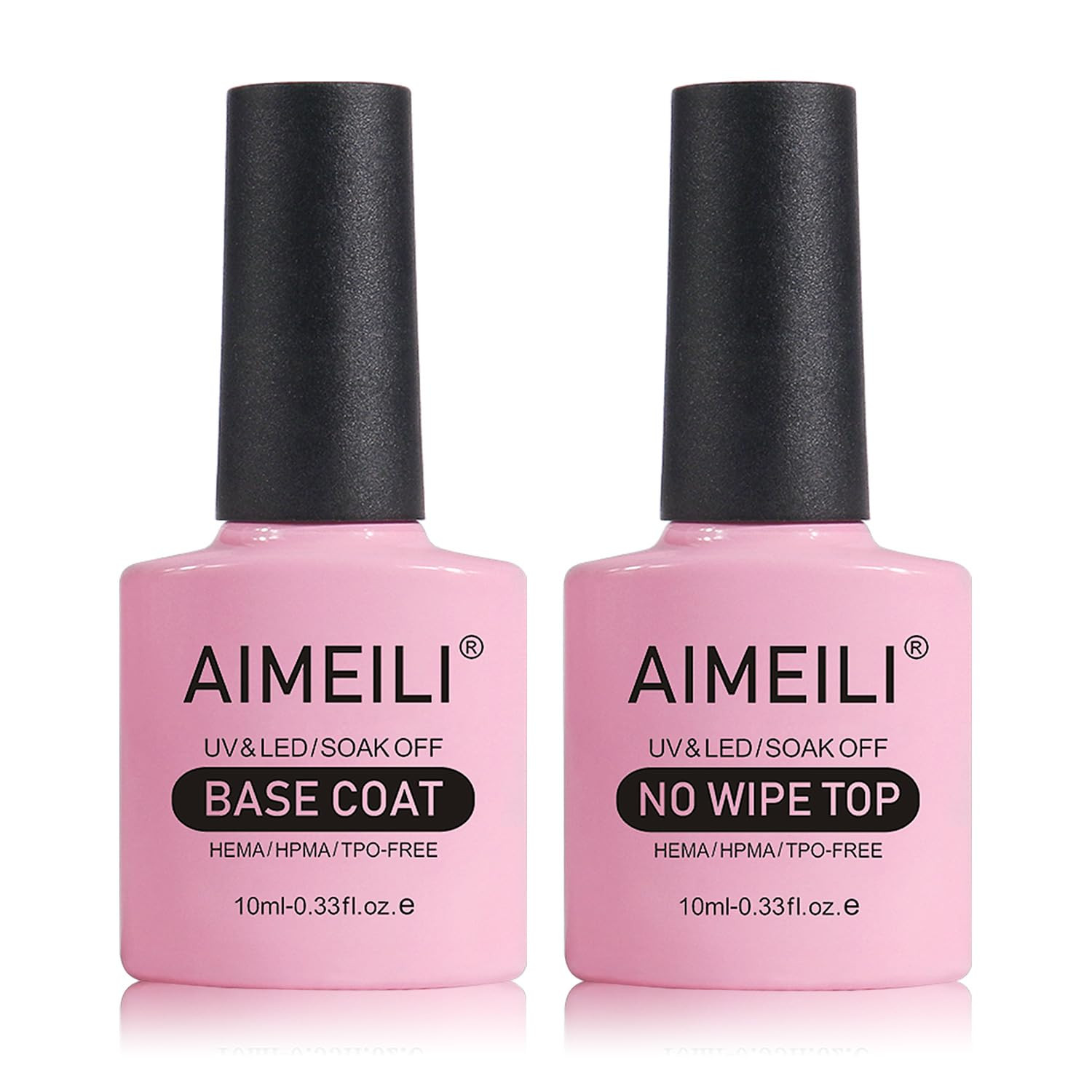 AIMEILI Gel Nail Polish No Wipe Top and Base Coat Set Shine Finish Long Lasting Soak Off Gel Nail... | Amazon (US)