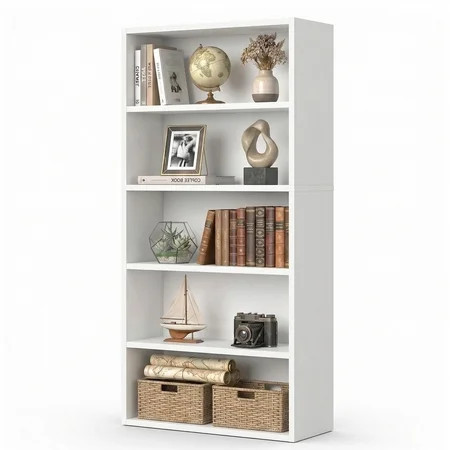 CONCETTA 5 Shelf Bookcase, 53 Inch Tall Floor Standing Open Bookshelf for Home Office and Living Room, White | Walmart (US)