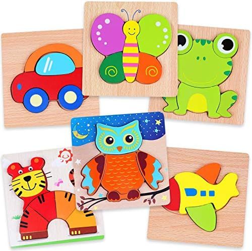 Amazon.com: Bekayshad Wooden Puzzles Toddler Toys Gifts for 1 2 3 Year Old Boys Girls, 6 Pack Ani... | Amazon (US)
