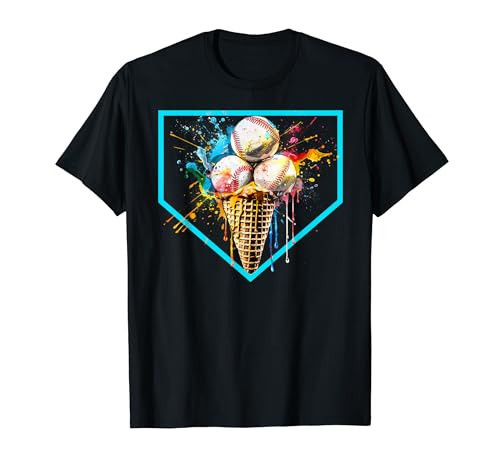 Baseball Home Plate Drip shirt Ice Cream Softball & Baseball T-Shirt | Amazon (US)