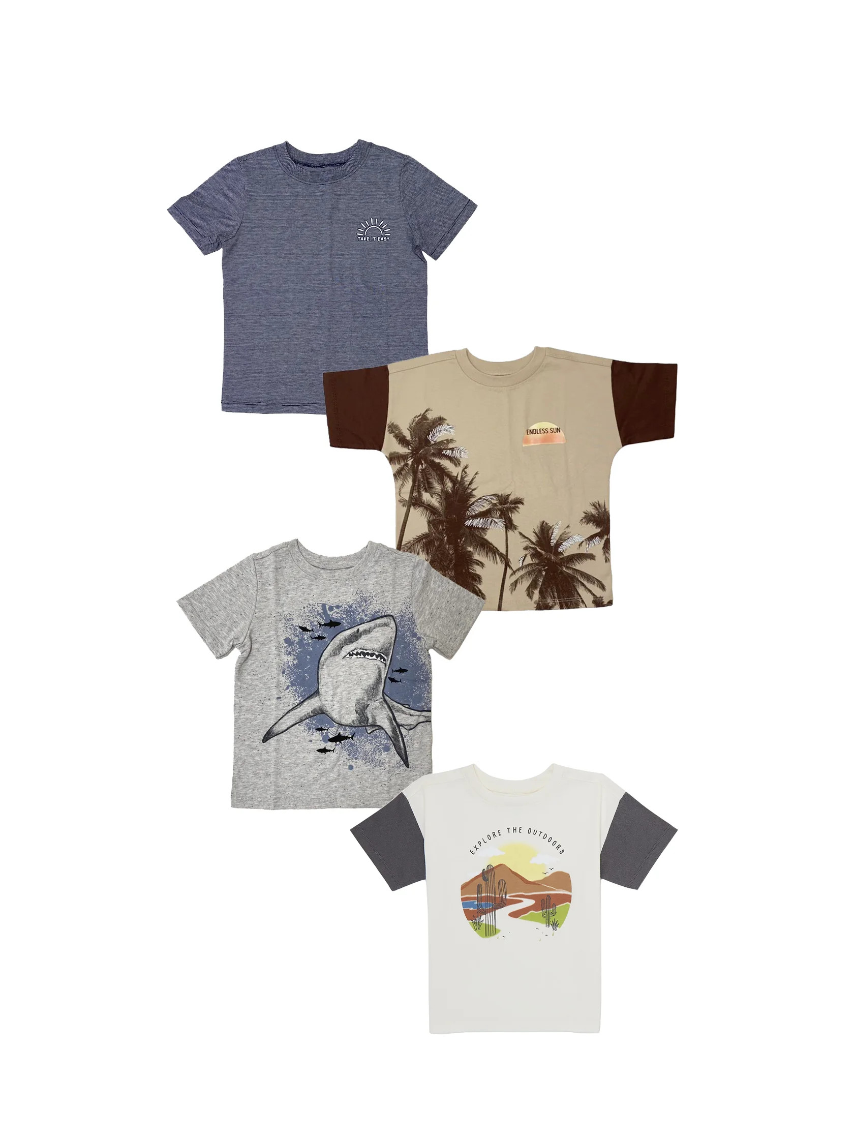 Garanimals Toddler Boys Short Sleeve Graphic Tee, 4-Pack, Sizes 12M-5T | Walmart (US)