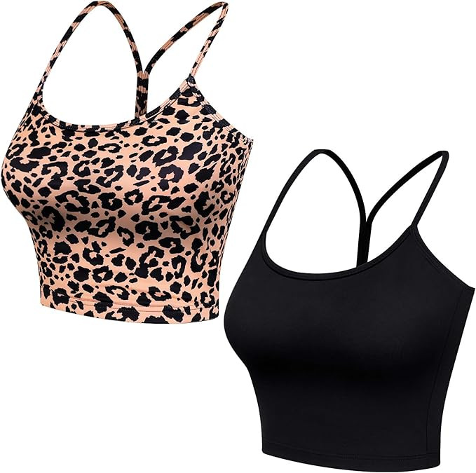 2 Pieces Workout Sports Bra for Women Tank Tops Camisole Crop Top | Amazon (US)