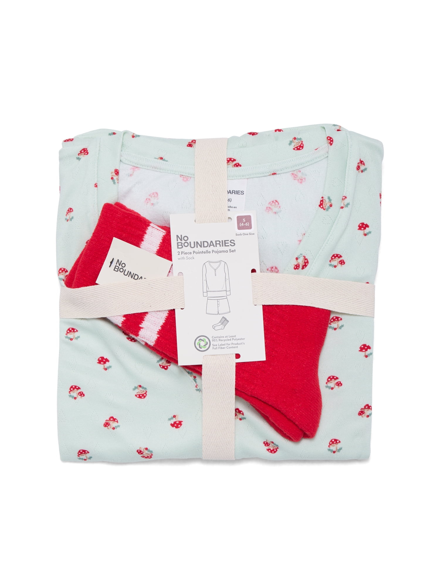 No Boundaries Giftable Long Sleeve Henley Sleep Top and Shorts Set with Socks, 3-Piece, Women’s | Walmart (US)