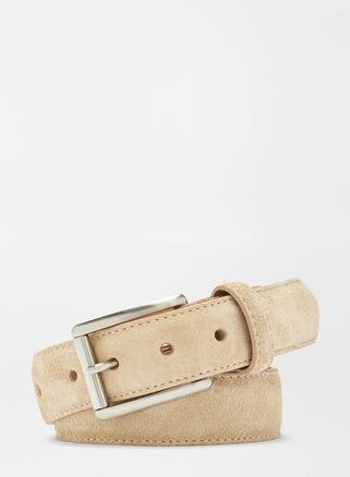 Peter Millar Men's Excursionist Suede Belt | Color: Sand | Size: 34 | Peter Millar