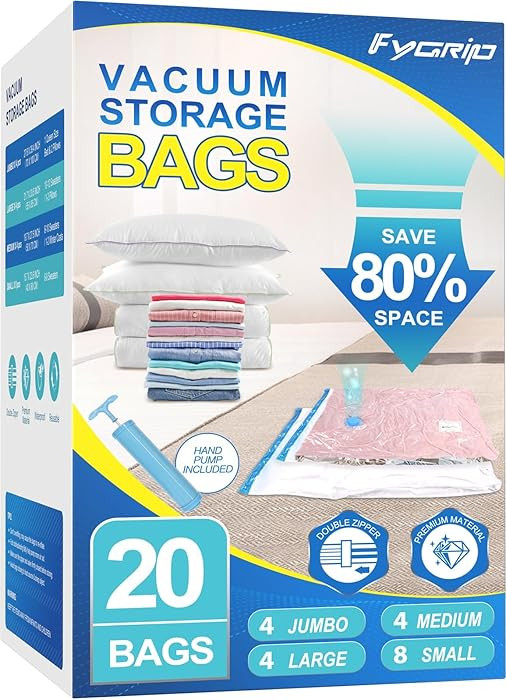 Vacuum Storage Bags with Hand Pump, Plastic Packaging Bags, 80% Space Saver Vacuum Seal Bags for ... | Amazon (US)
