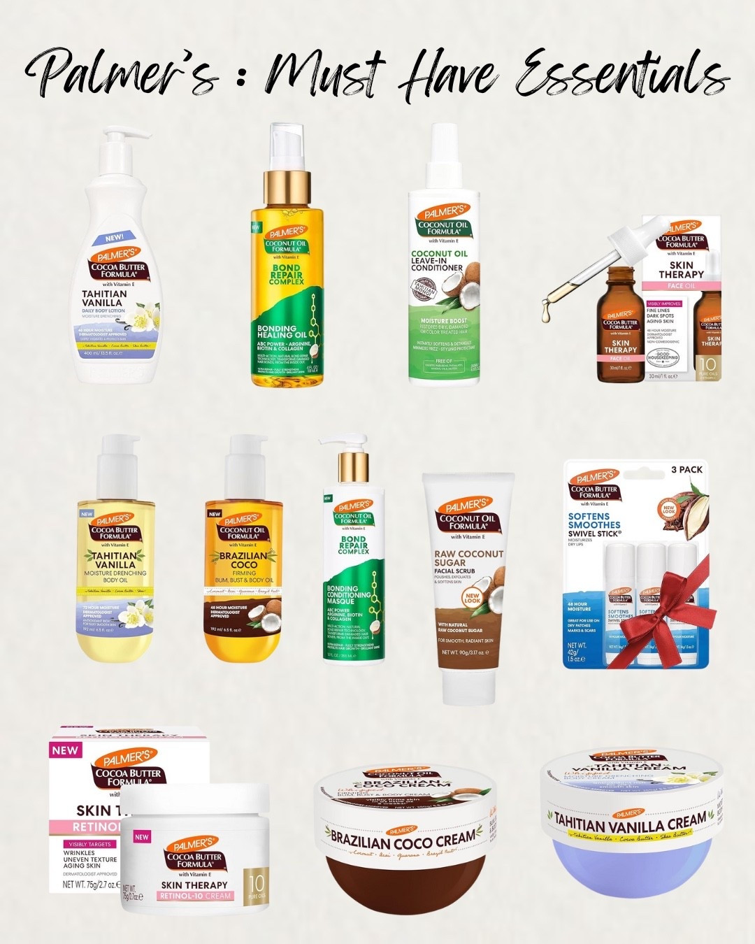 Palmer’s Must Have Essentials / Palmer’s Must Haves / Palmer’s Essentials / Body Care Essentials / Body Care Must Haves

#LTKselfcare #LTKBeauty #LTKFindsUnder50