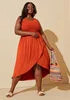 Smocked Faux Wrap Dress | Ashley Stewart