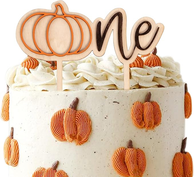 Pumpkin One Cake Topper - 1st Fall Themed Cake Decoration,Wooden One Cake Topper with Pumpkin,Fir... | Amazon (US)