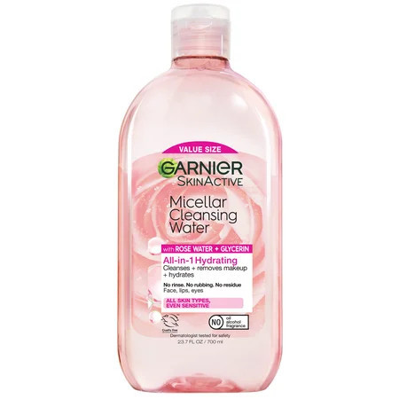 Garnier SkinActive Micellar Cleansing Water All in 1 Hydrating Rose Water Makeup Remover, Face Cleanser, 23.7 fl oz | Walmart (US)
