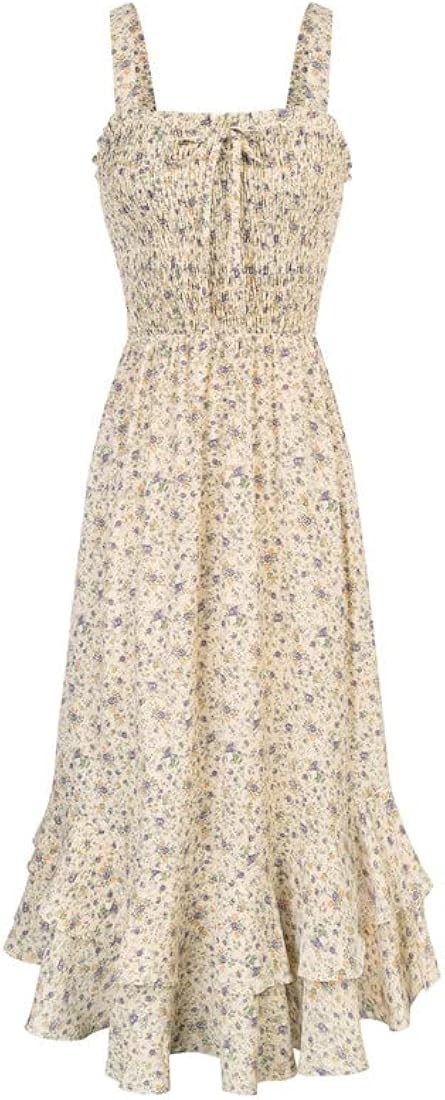 GRACE KARIN Women's 2024 Summer Floral Boho Dress Square Neck Strapped Swing A Line Beach Long Ma... | Amazon (US)