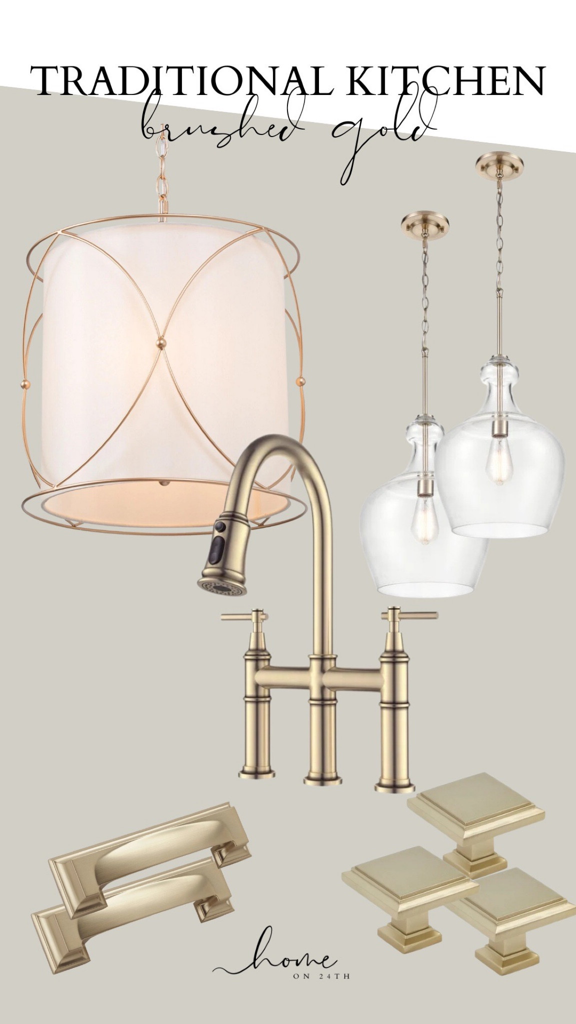 You can’t go wrong with a traditional kitchen. 

Bridge faucet 
Gold pendant light 
Champagne cabinet hardware 
Modern design
Traditional home


#LTKhome #LTKstyletip