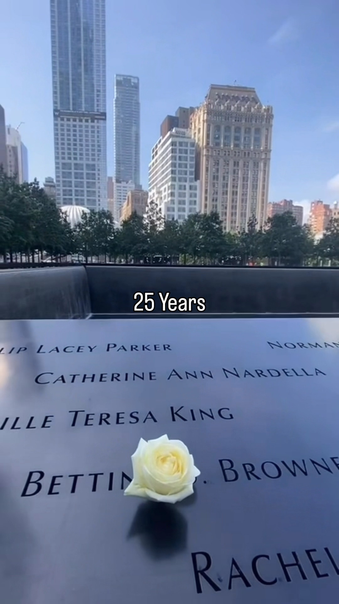 Always remember. Everyone who was alive then, has a September 11 story. But it isn’t about where we were or what we were doing, it is about the people who never came home and their families, who 25 years later still grief. We need to remember to hold THEM in our hearts. This day may have affected our city, country, and ultimately world, but it is about the memories 2,977 people who were loved so deeply. 💗🙏🏻

#neverforget #25years #grief #remembrance #september11