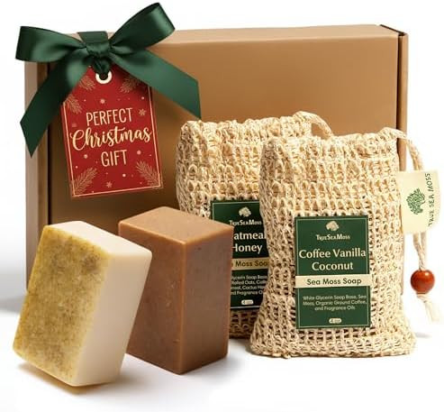 Holiday Gift Sea Moss Soap Bar – All-Natural Detox Soap with Coffee, Vanilla, Coconut & Oatmeal... | Amazon (US)