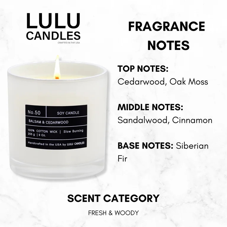 Lulu Candles | Balsam & Cedarwood | Smells Like Fresh Fir | Luxury Scented Soy Jar Candle | Hand ... | Walmart (US)