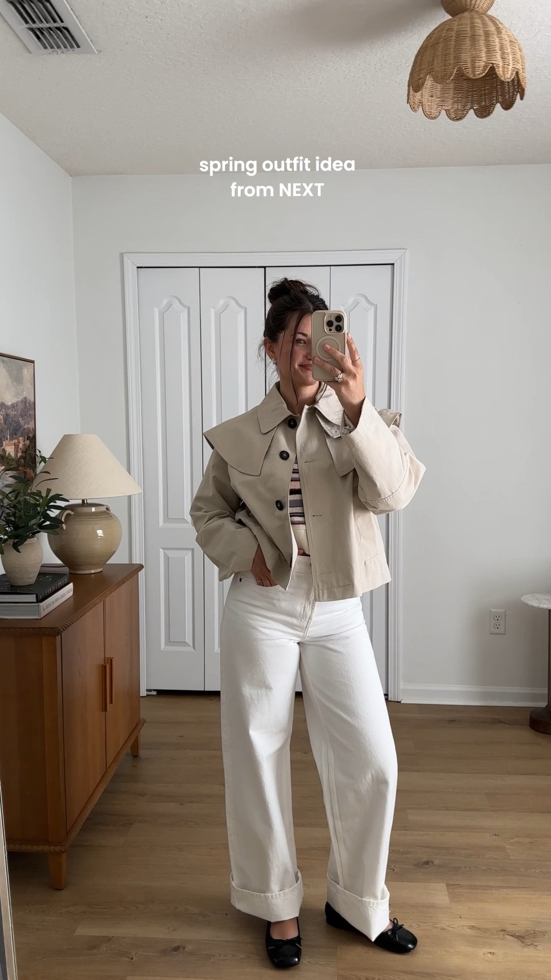 #ad spring transition outfit from @Next US code: KRISTINE10 wearing size US4/UK8 top, US4/UK8L jeans, and small trench coat 

#LTKootd #LTKSeasonal