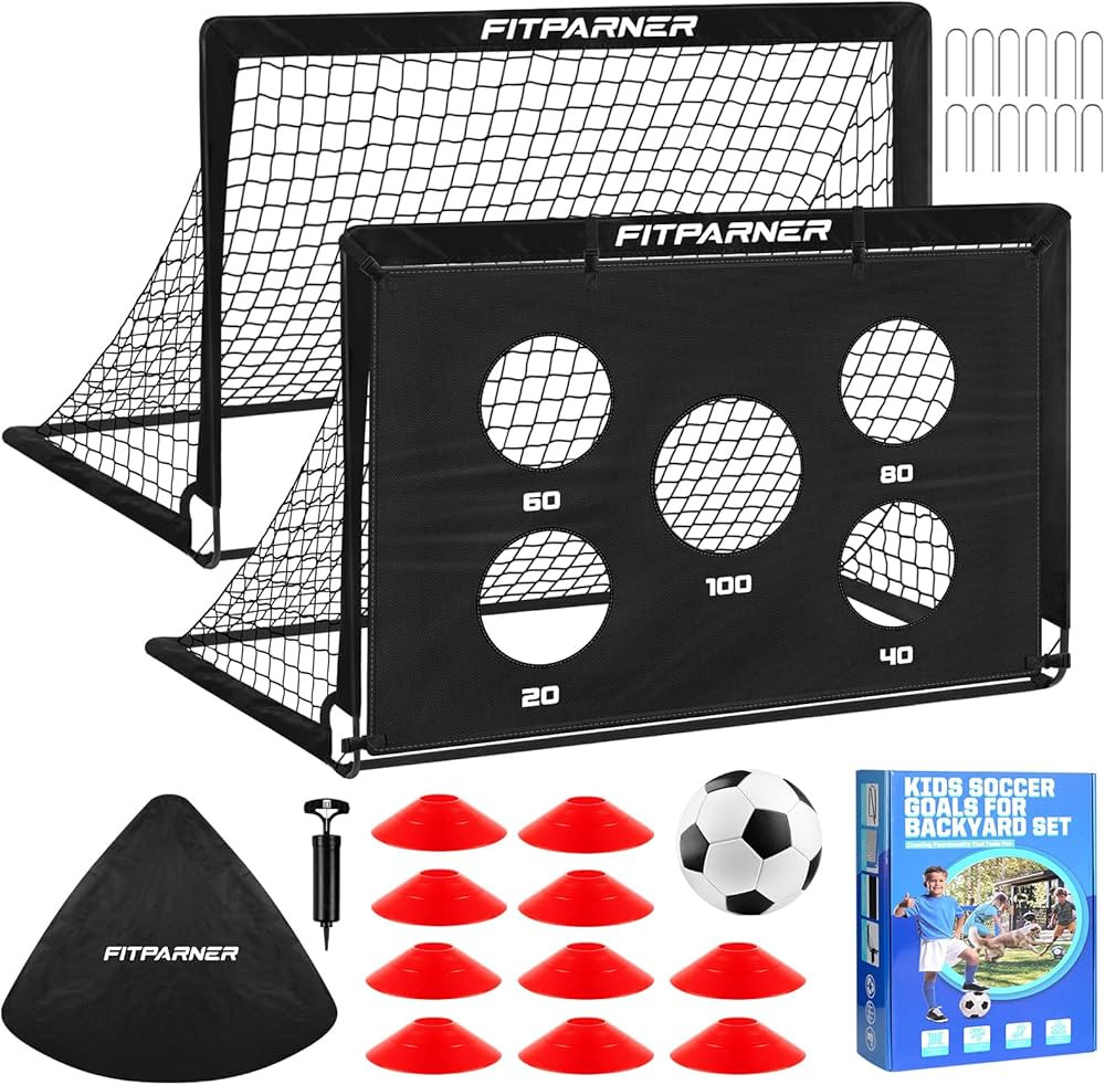 Kids Soccer Goal for Backyard Set,2 Pack of 4x3/6x4 ft Portable Pop Up Soccer Nets,Complete Youth... | Amazon (US)