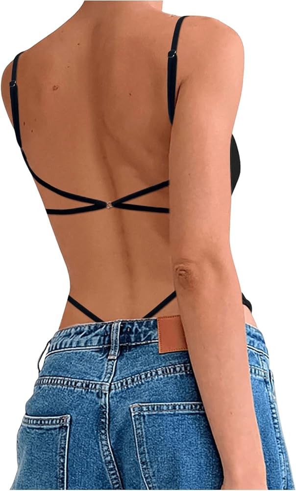 Milumia Women Sexy Backless Bodysuits Scoop Neck Open Back Night Out Club Bodysuit Tops | Amazon (US)