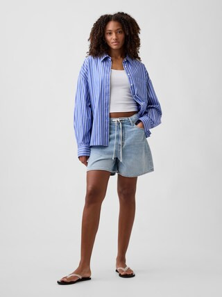 5" Mid Rise SuperSoft Drawstring Denim Shorts | Gap Factory