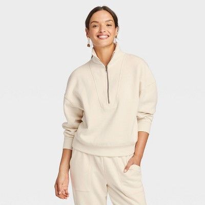 Women&#39;s Quarter Zip Sweatshirt - Universal Thread&#8482; White XL | Target
