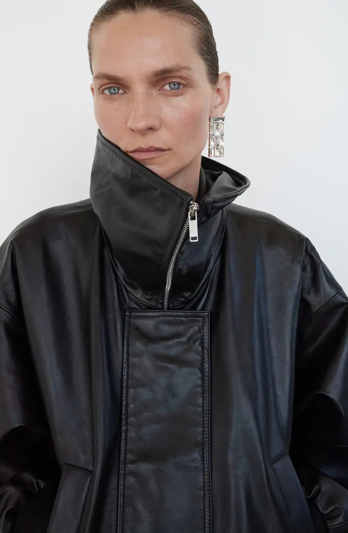 MANGO Selection Oversize Leather Bomber Jacket | Nordstrom | Nordstrom