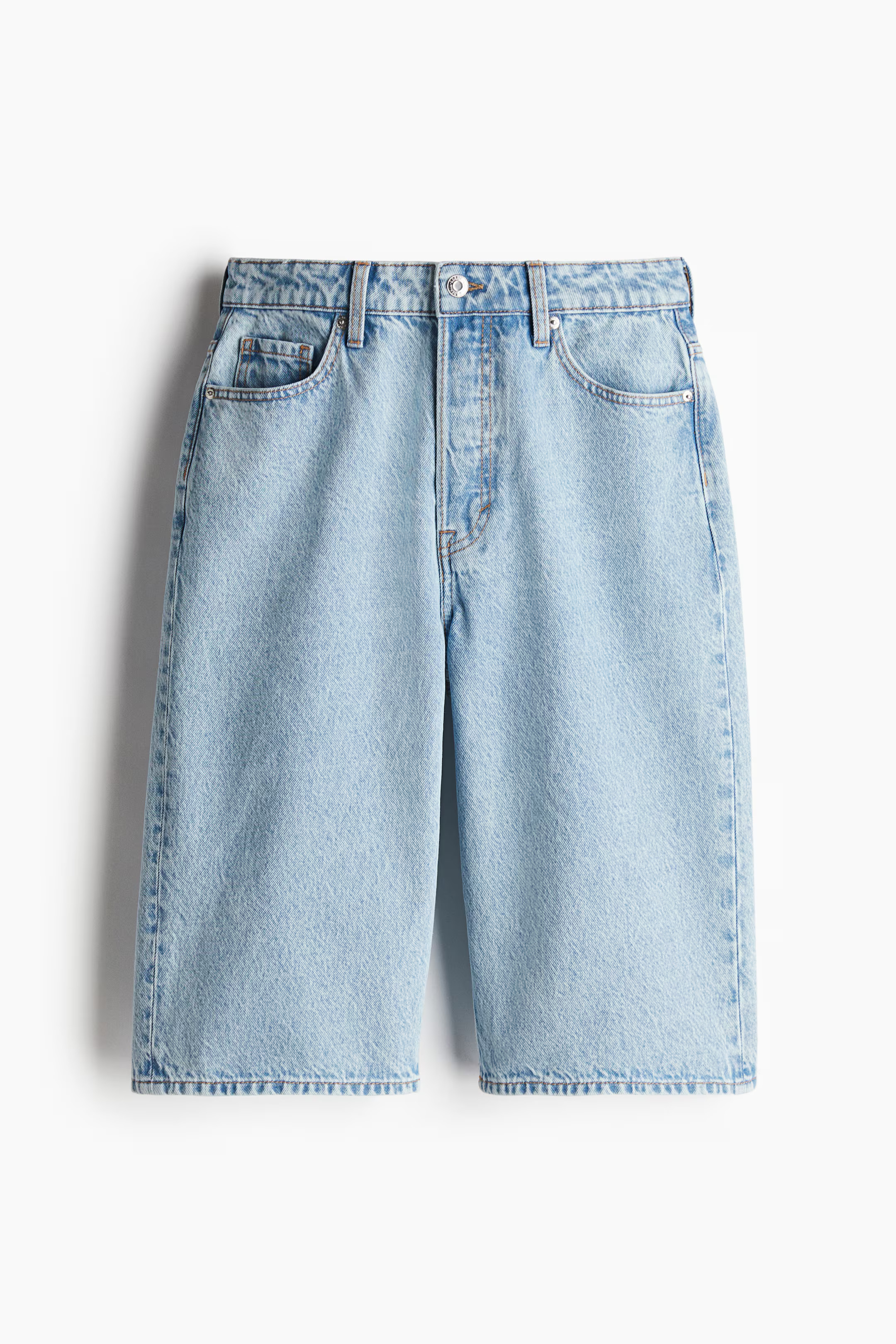 Hohe knielange Denimshorts | H&M (DE, AT, CH, NL, FI)