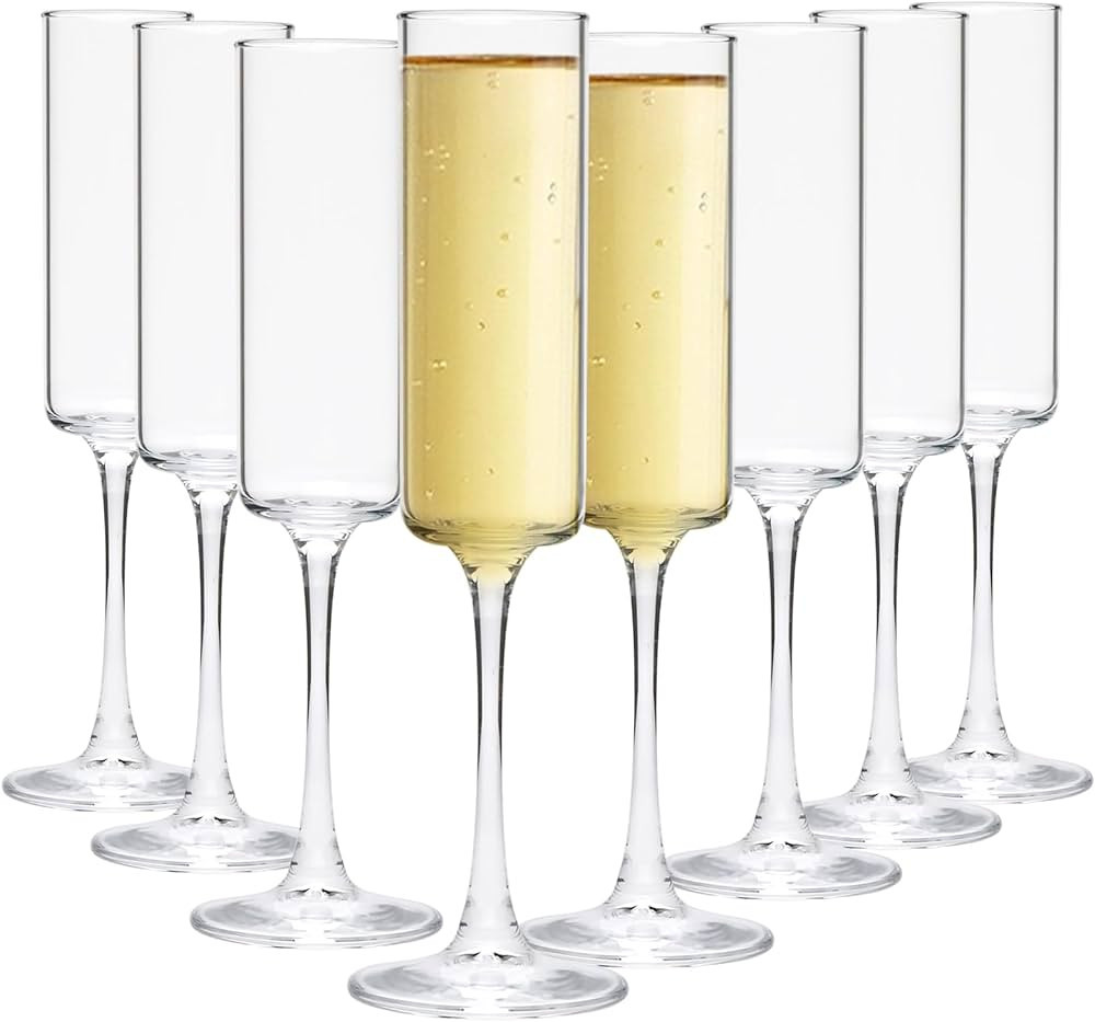 Ufrount Champagne Flutes 5oz,Clear Champagne Glasses Set of 8,Classic Sparkling Glasses Prosecco ... | Amazon (US)