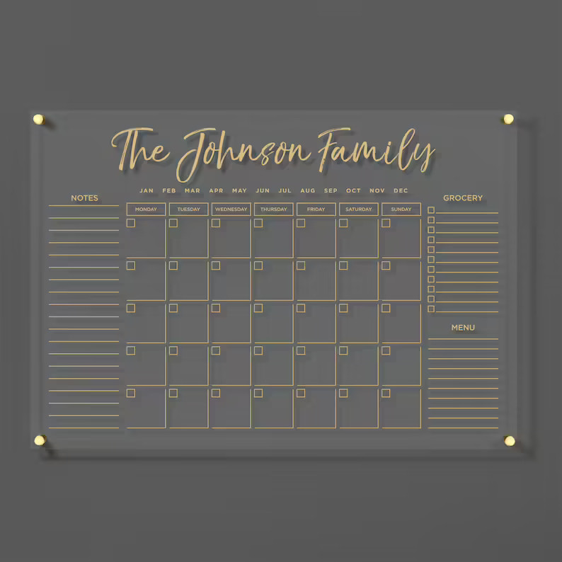 FREE PREVIEW Acrylic Family Planner | Personalized Monthly Calendar | Custom 2023 Wall Calendar |... | Etsy (US)