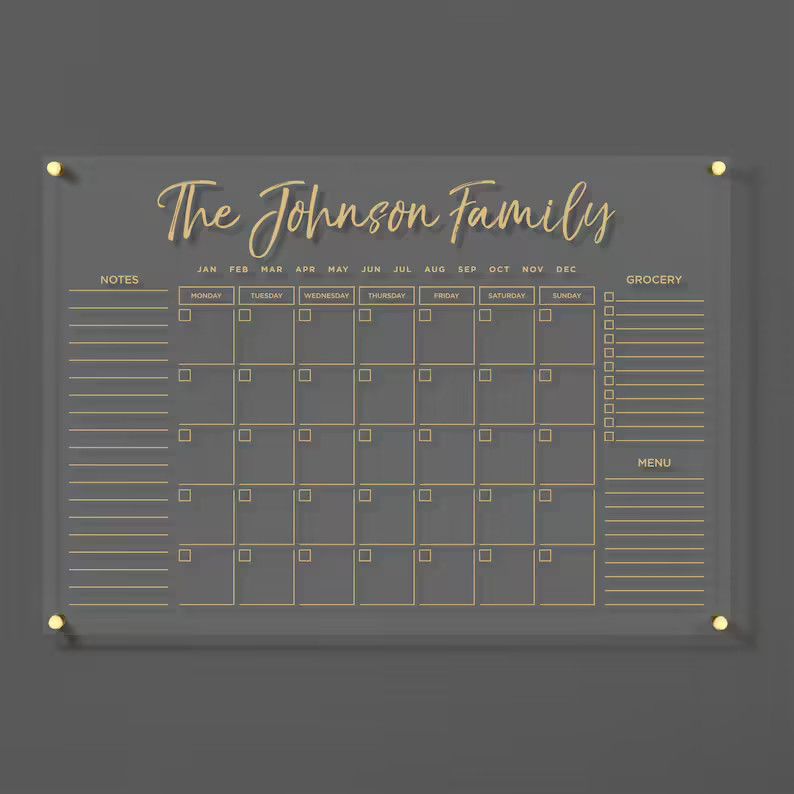 FREE PREVIEW Acrylic Family Planner | Personalized Monthly Calendar | Custom 2023 Wall Calendar |... | Etsy (US)