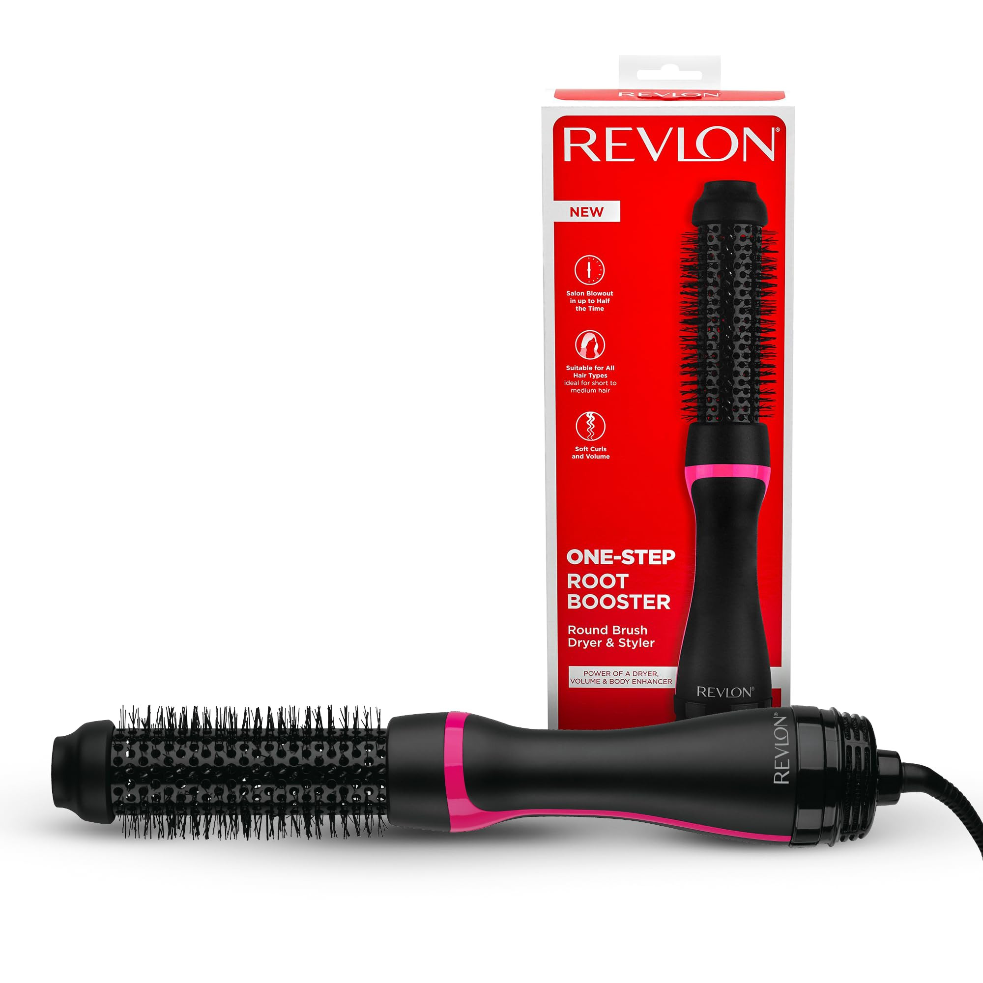 REVLON One-Step Hair Dryer and Styler - Root Booster Round Brush for Styling, Dryer Brush for Fas... | Amazon (US)