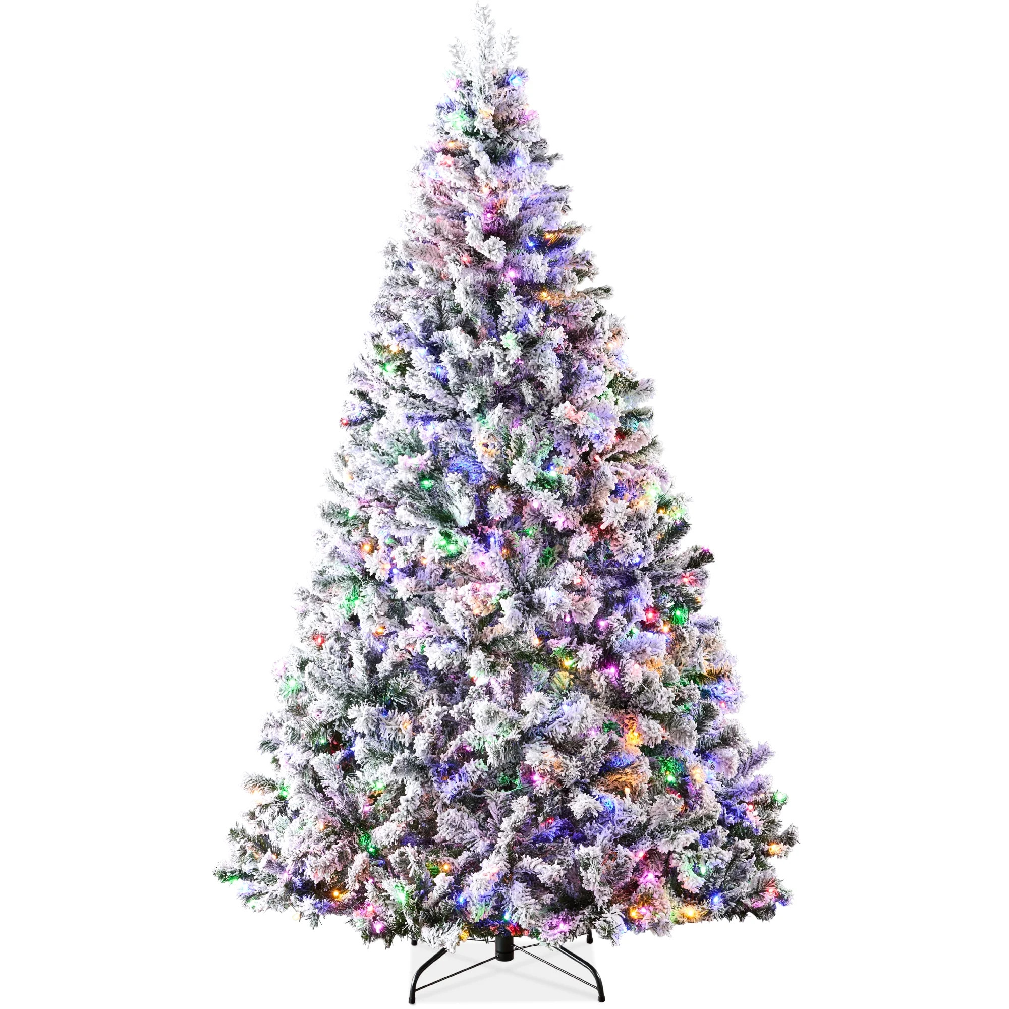 Best Choice Products 6ft Pre-Lit Holiday Christmas Pine Tree w/ Flocked Branches 250 Warm-White & Multicolored Lights | Walmart (US)