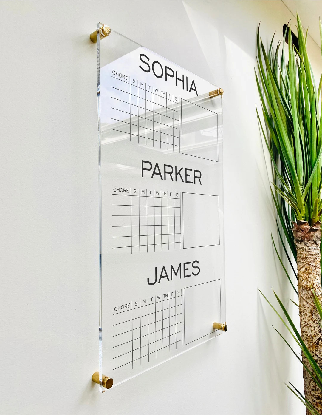 Acrylic Chore Chart Personalized For 3 Kids || custom children girl dry erase board reward family... | Etsy (US)