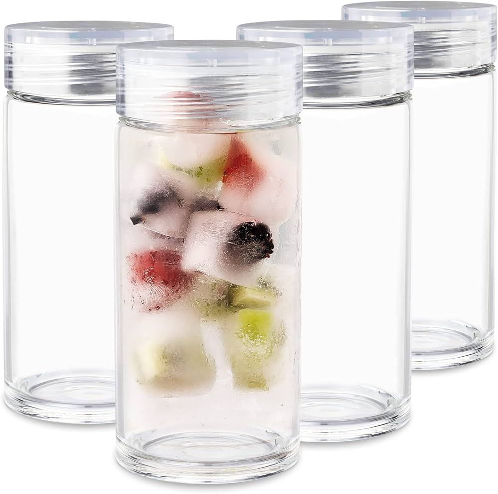 Glass Water Bottles - 4 Pack Wide Mouth Juice Bottles with Clear Lids for Juicing, Smoothies, Fru... | Amazon (US)