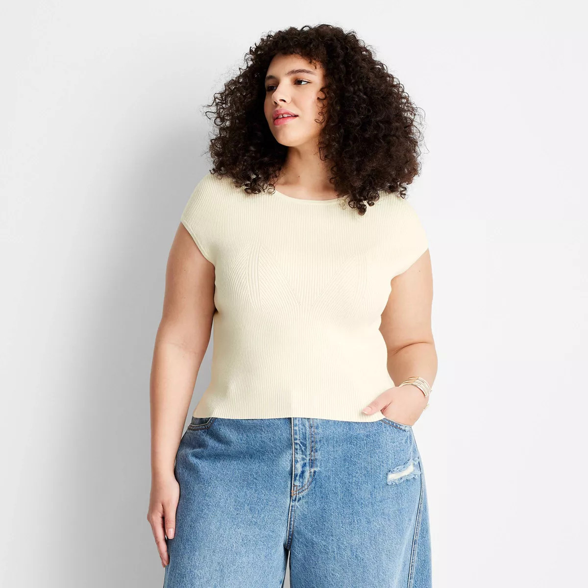 Women's Short Sleeve Ribbed Backless Top - Future Collective™ with Jenee Naylor | Target
