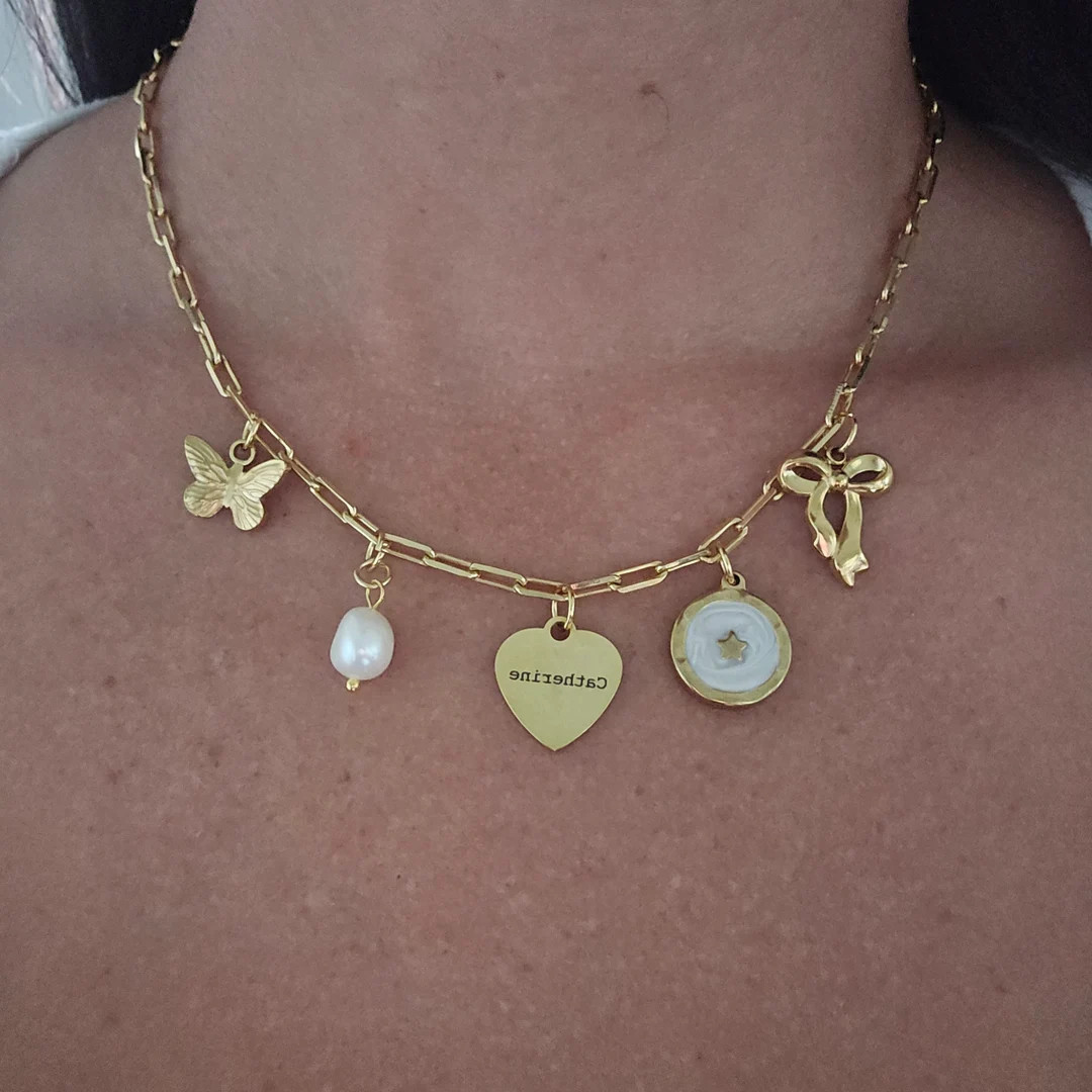 Charm Necklace Build Your Own Custom Charm Necklace Personalized Stack Necklace Popular Gold Neck... | Etsy (US)