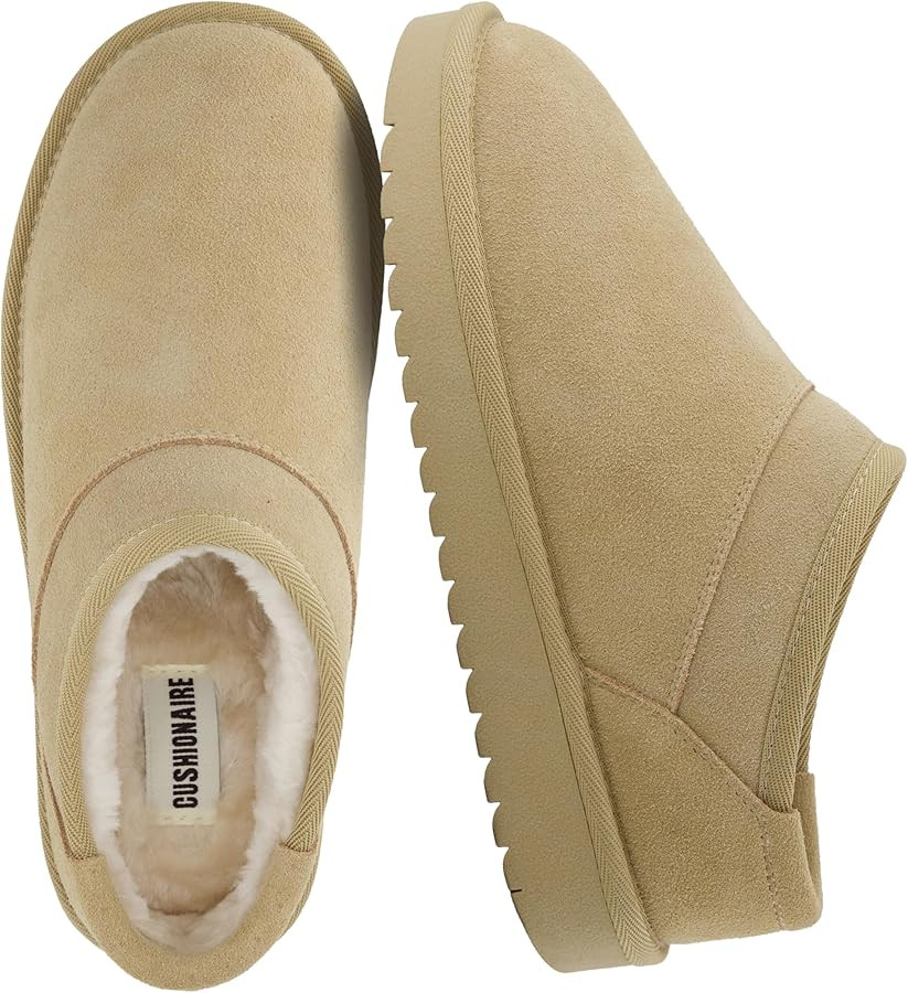 CUSHIONAIRE Hilo-3 Cozy Suede Womens Slippers, Soft Faux Fur Lined Slip On House Shoes for Women ... | Amazon (US)