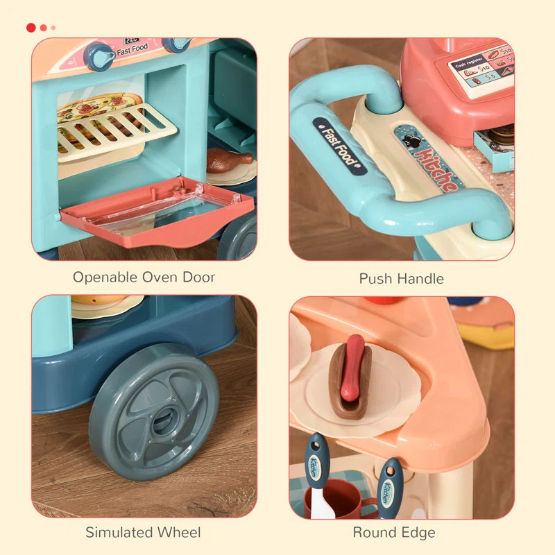 Qaba Kids Fast Food Shop Play Cart Set & Reviews | Wayfair | Wayfair North America