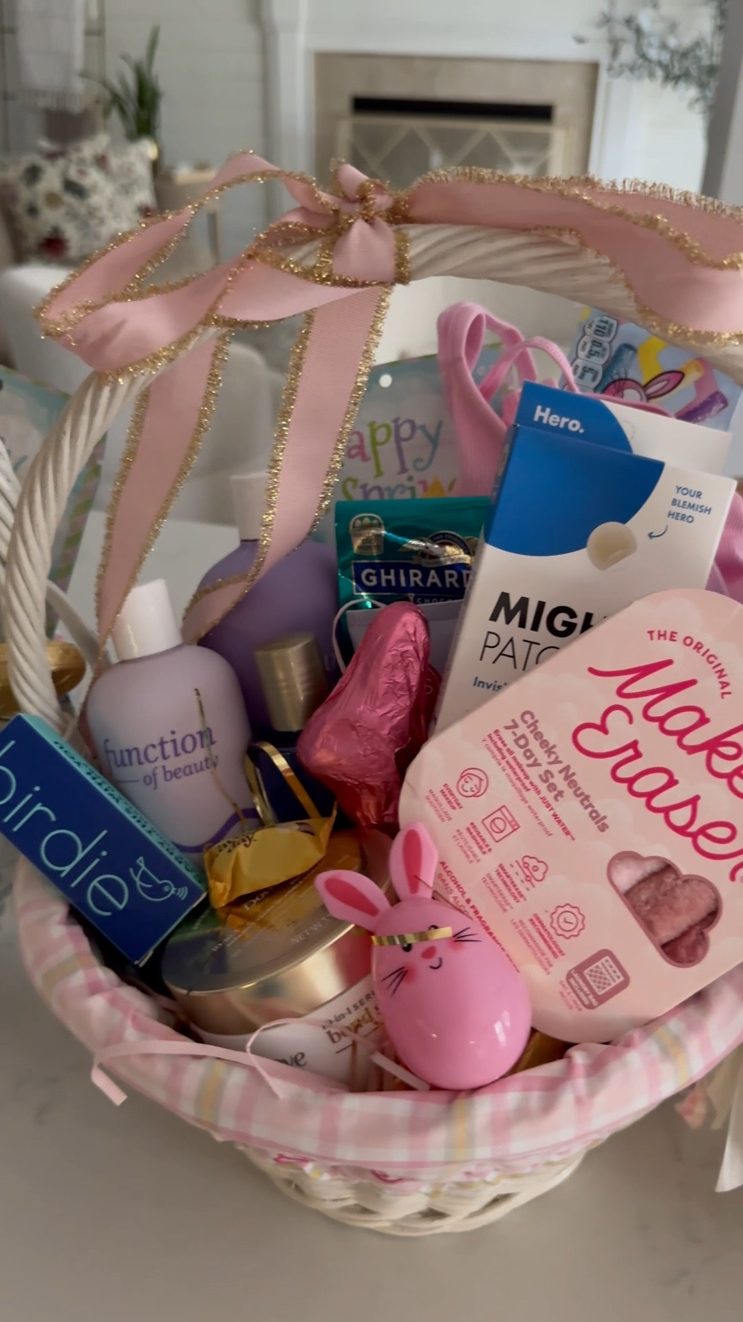 Girl Easter Basket Ideas
Teen girl Easter Basket Gifts
Make Up eraser
Anthropologie Original MakeUp Eraser Sweet Cheeks 7 Day Set
Birdie Safety Alarm
Satin Hair bow
DAISE foaming body wash
Pearl Bow Barrette Hair Clip
Hero Mighty Patch Nose Strips
Hero Mighty Pimple Patch
DAISE full body deodorant
Neutrogena oil free eye make up remover
Frenshe mini hair body mist
Function of Beauty Shampoo
Function of Beauty Conditioner
eos Shea body lotion
Dove Bond Strength Peptide complex serum hair mask
Girls’ strappy crop tank top
Women’s cooling jersey pajama shorts 
Women’s cooling jersey pajama sleep shirt
Girls’ knit tank top target
Easter chocolate 
Easter candy
Starburst jelly beans 
Sour candy
Owala free sip stainless water bottle
Ghirardelli Easter milk chocolate 
Dick’s sports bra
Girls seamless sports bra
DSG women’s seamless strappy sports bra

Easter basket
Kids Easter basket 

#LTKGiftGuide #LTKKids #LTKSeasonal