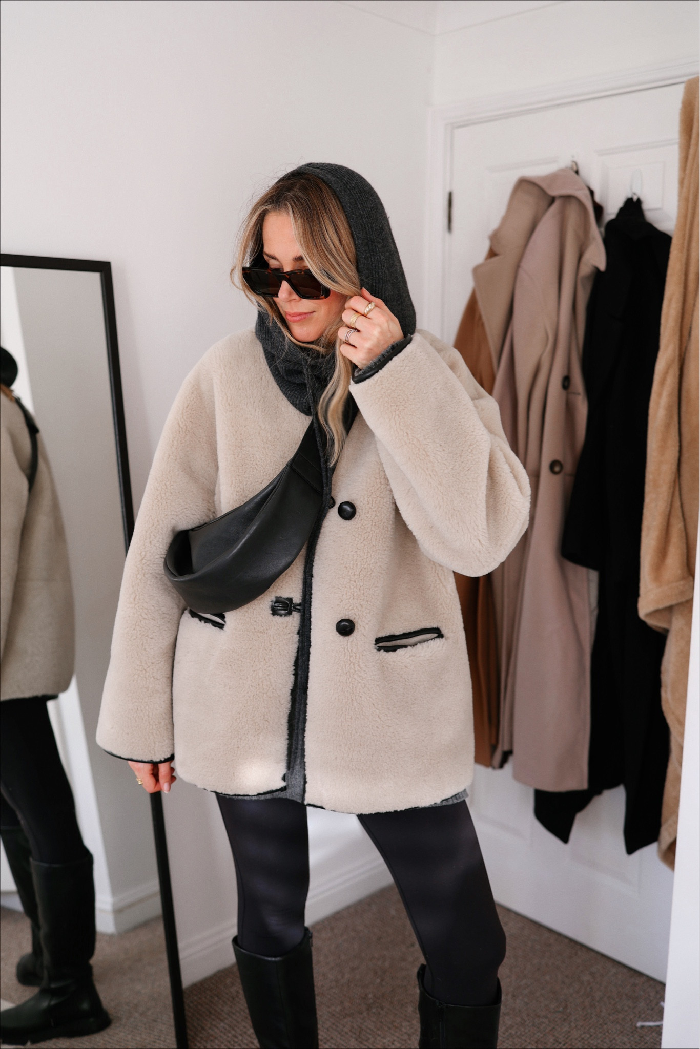 Shearling sales coat outfit