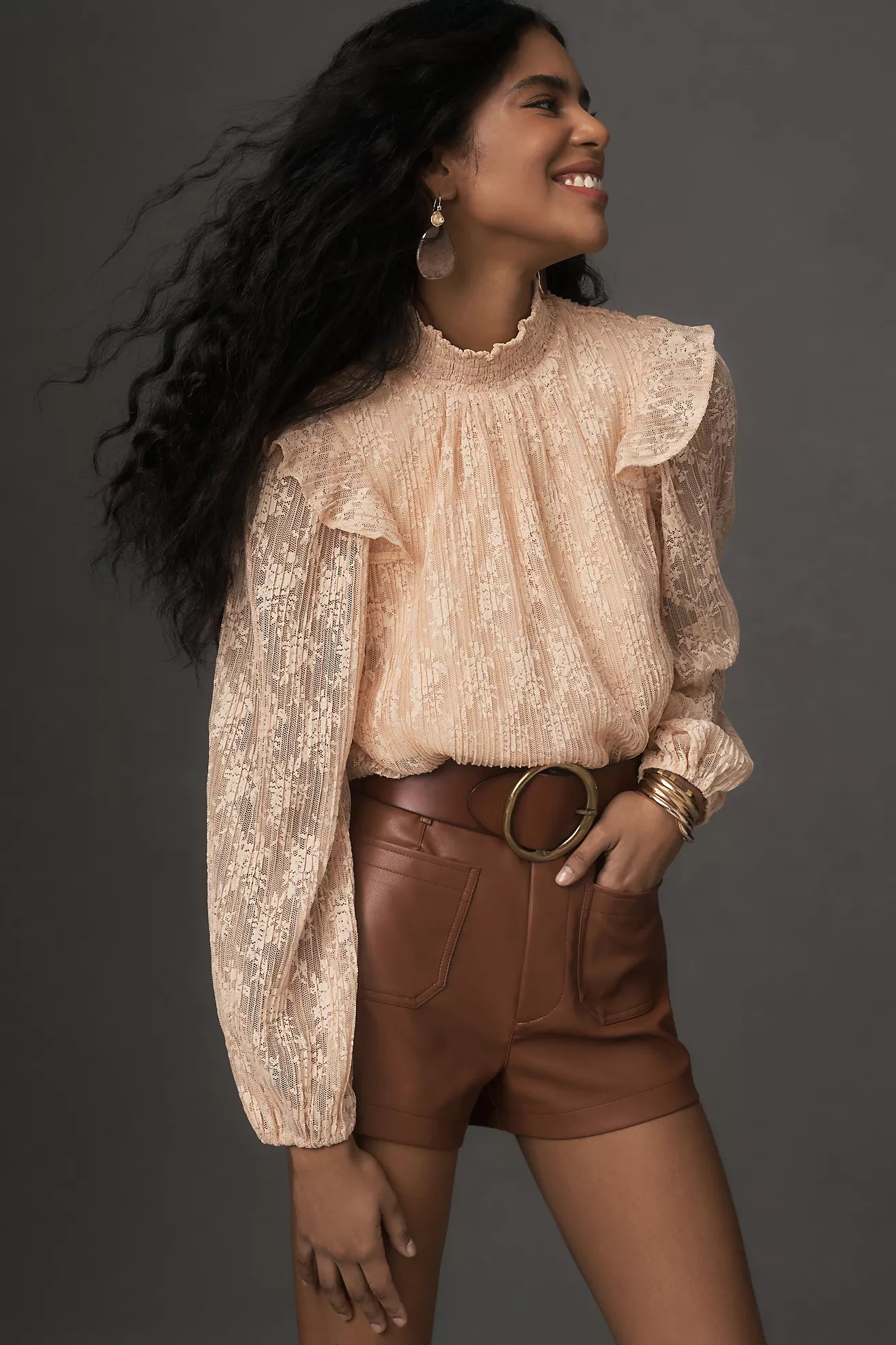 Porridge Sheer Lace Long-Sleeve Top | Anthropologie (US)
