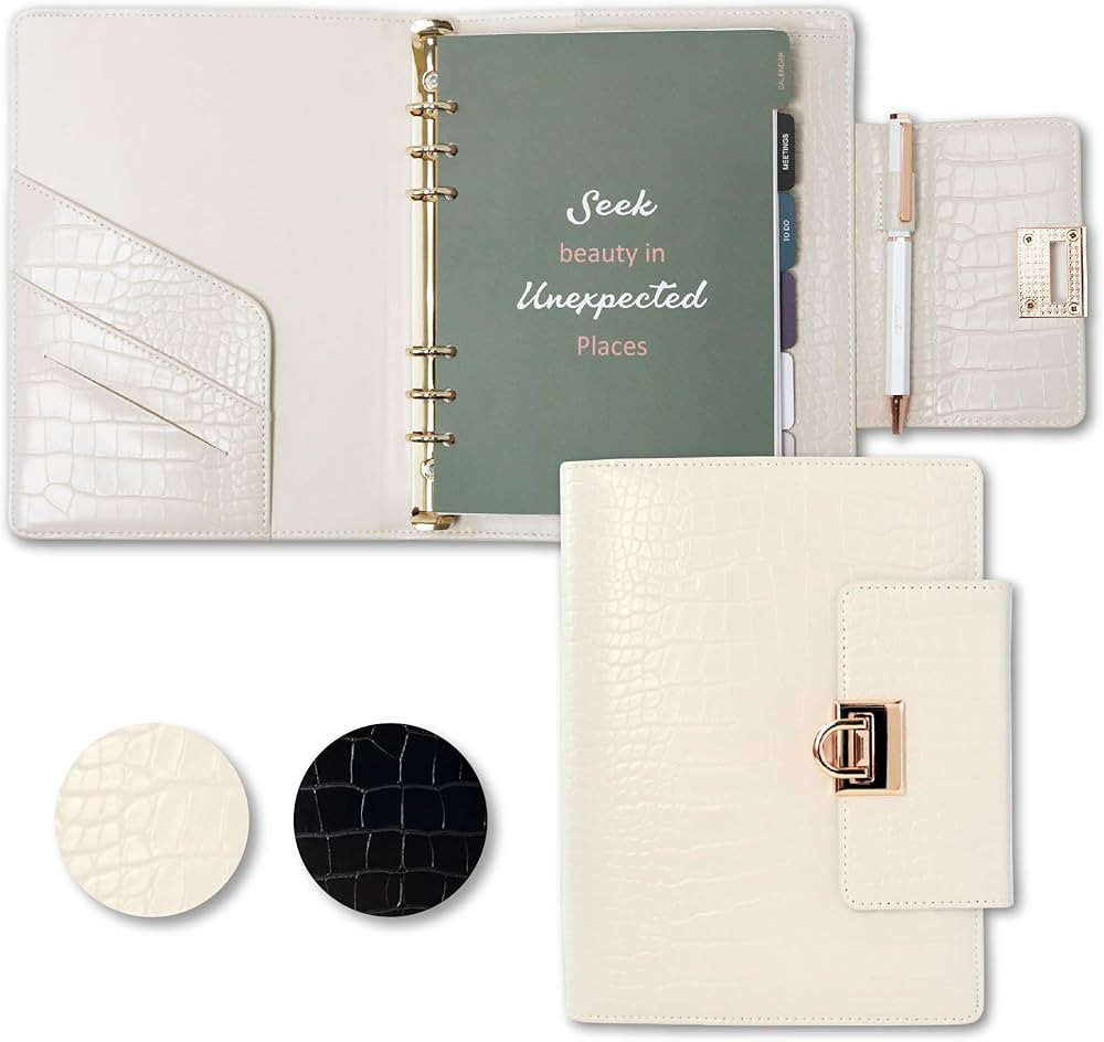 Crocodile PU Leather Journal Cover with 80 Sheets of Planner Inserts & A Metal Ballpoint Pen - Co... | Amazon (US)