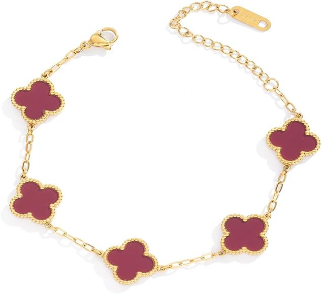 Luxury Bracelets for Women, 18K Gold Plated Clover Bracelet for Women Lucky Four Leaf Link Bracel... | Amazon (US)