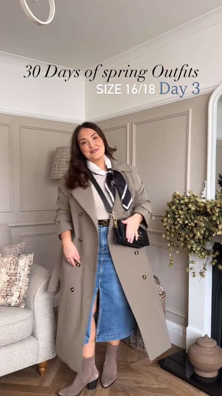 Spring Outfit Idea, H&M, M&S, Asos, Coach Bag, Denim Midi Skirt, Trench Coat, Leather Belt, Patterned Scarf, Suede Boots 

 #LTKAprilSpotlight #LTKuk #LTKspring