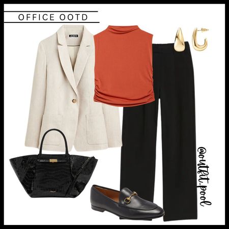 White blazer, orange top, black trousers, loafers, black bag, spring workwear

#LTKworkwear #LTKstyletip #LTKfindsunder50