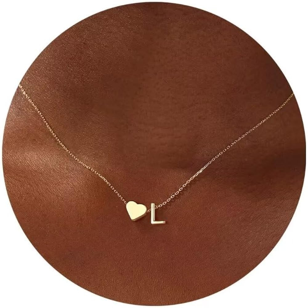 Turandoss Gold Heart Initial Necklace for Women Girls, 18K Real Gold Plated Heart Initial A-Z Nec... | Amazon (US)