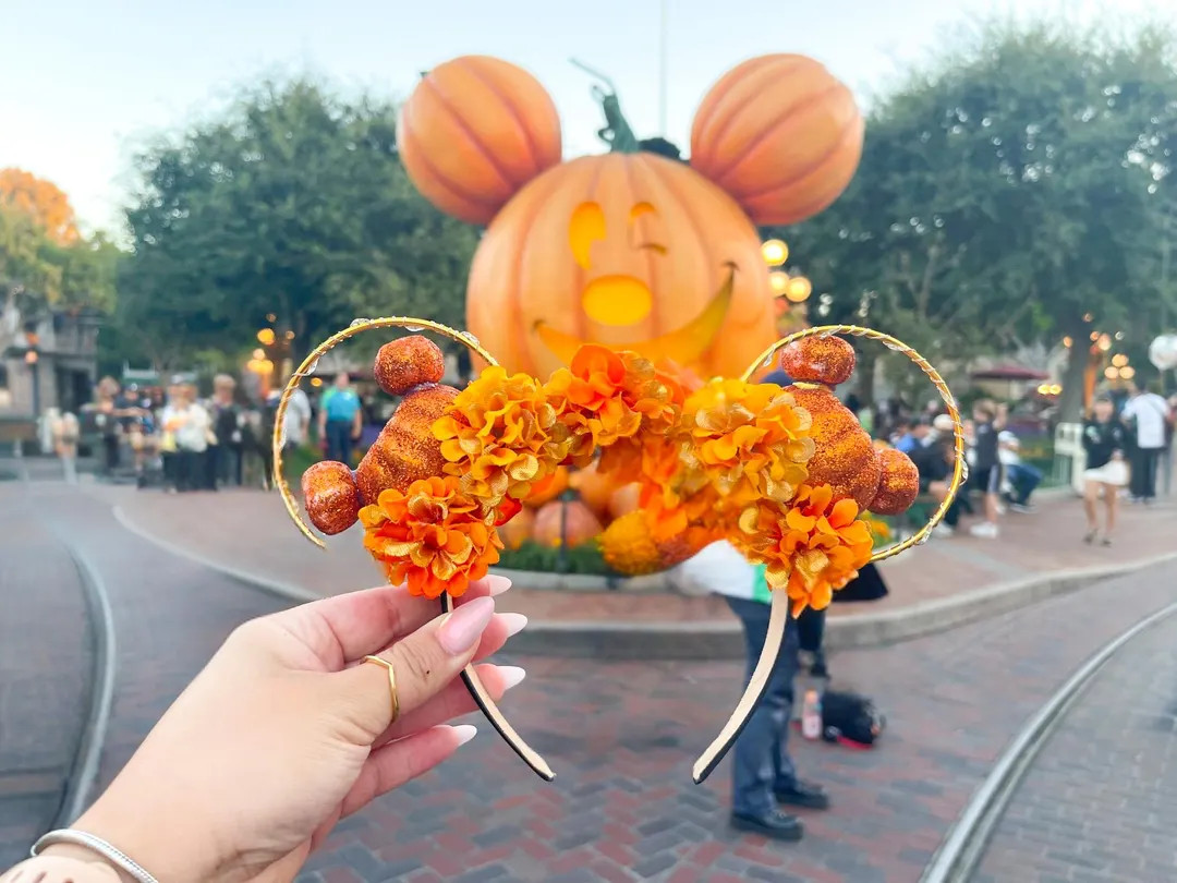 Mickey Pumpkin Inspired Ears Halloween Flower Wire Ears - Etsy | Etsy (US)