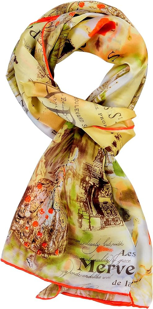 Women 100% Silk Scarves Van Gogh Painted Scarf | Amazon (US)