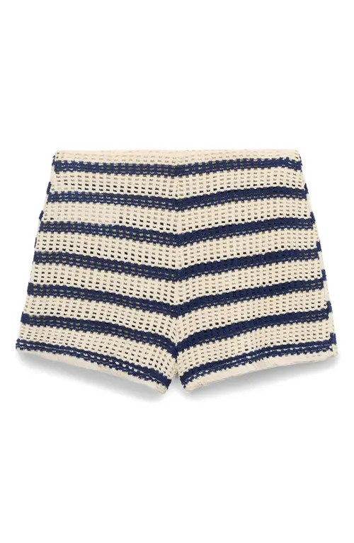 MANGO Stripe Open Stitch Shorts in Navy at Nordstrom, Size Xx-Large | Nordstrom
