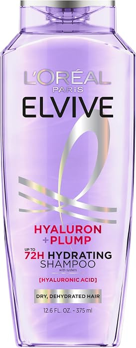 L'Oreal Paris Elvive Hyaluron Plump Hydrating Shampoo for Dehydrated, Dry Hair Infused with Hyaluronic Acid Care Complex, Paraben-Free, 12.6 Fl Oz | Amazon (US)