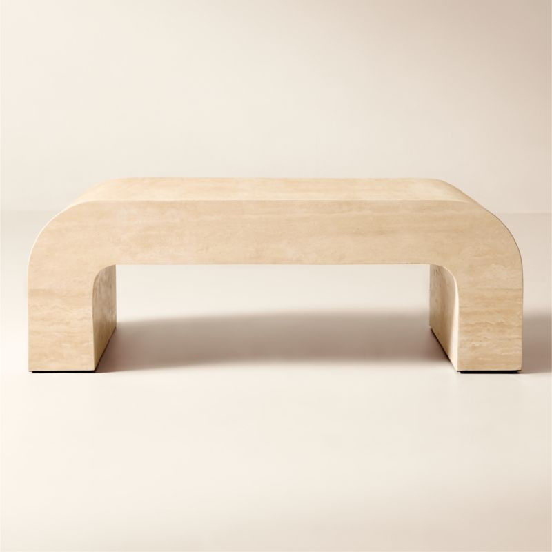 Crescent 46" Square Travertine Coffee Table | CB2 | CB2